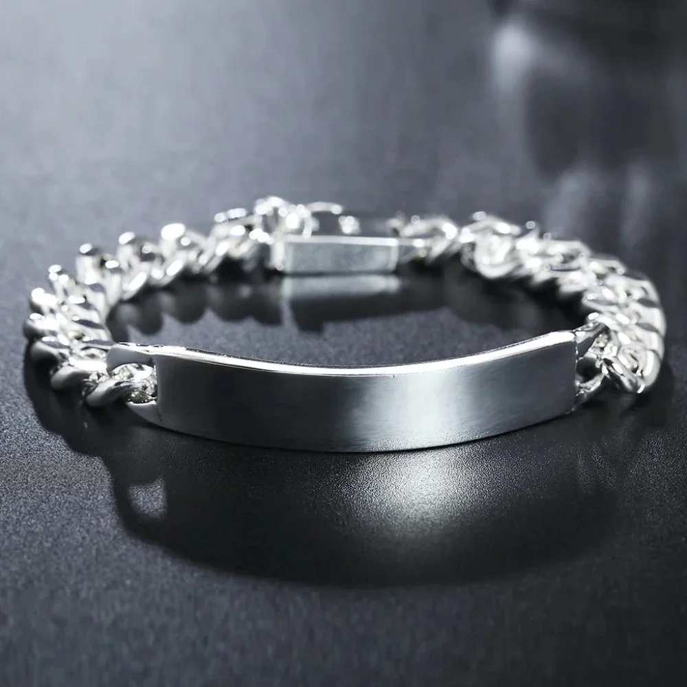 Awesome Men's Large 10mm Wide ID Bracelet Stamped .925 - Picture 4 of 11